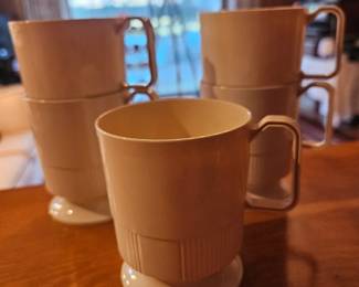 Vtg. MCM Sweetheart Acrylic Coffee Mug Cups Stackable Set of 6! 