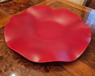 Red Glass Scalloped Plate 