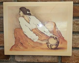 Designs of the Southwest Crystal Woman with Bowl Tile by R.C. Gorman!