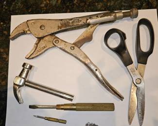 Nesting Multi-Tool GAM Mfg Lancaster, PA, Gerber USA Scissors, Vintage Peterson DeWitt #10WR Vise Grip!