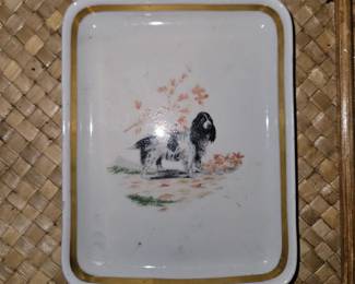 Vtg. Andrea by Sadek Hunting Dog Trinket Dish Porcelaine Francaise Exclusivite Chamart 