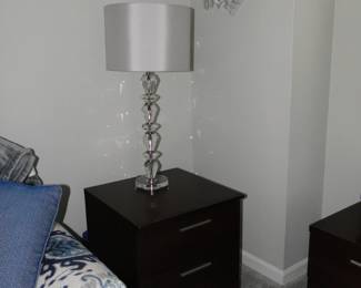 Matching side table, would look nice next to the big blue comfy chair.  Acrylic lamps look equally as good on wood tables too