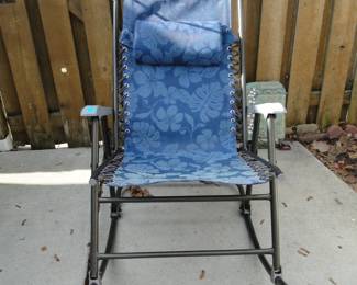 Canopy topped rocking chair, for indoor or outdoor use