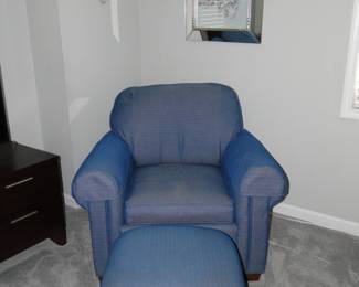 Big blue comfy chair and ottoman.  The perfect combo in comfort and relaxing