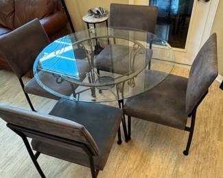 Glass table with 4 chairs