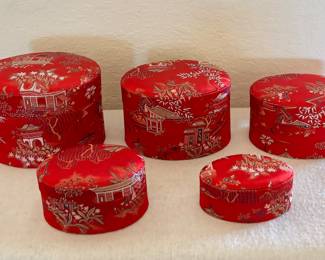 5 Asian Chinese Stacking Nesting Boxes