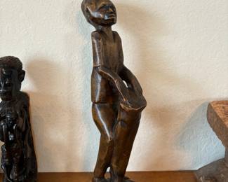 African Hand Carved Drum Player