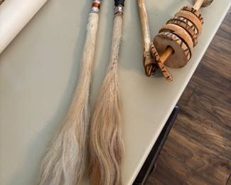 African Giraffe Tail Fly Swatter - Wood Rattle Noise Music Maker