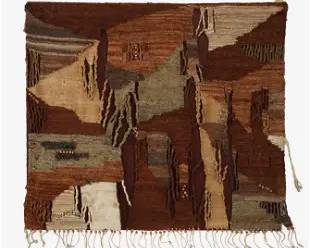 Artist Signed 1976 MCM Fiber Art Wall Hanging Beaded Textile Tapestry #3
