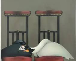 Large Jean-Paul Donadini "Two Seated Swans" Original Lithograph
