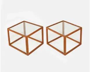 Pair Kai Kristiansen Teak Cube Side Tables
