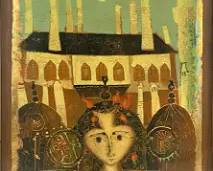 Mersad Berber PORTRET Gold Leaf Woodblock
