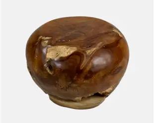 Polished Solid Teak Root Round Stool Side Table Stand
