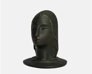 Art Deco Style Pal Bell Israeli-Palestinian Bronze Head of a Woman
