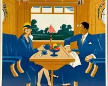 Jean-Raoul Naurac 1930s LONDRES VICHY PULLMAN Original Art Deco Railway Advertising Travel Poster
