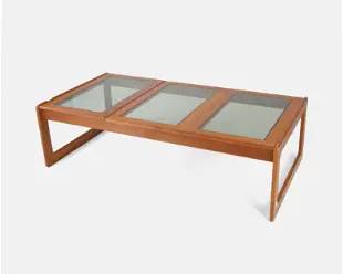 Komfort Danish Modern Teak Smoked Glass Coffee Table
