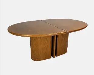 Skovby Oval Teak Pedestal Dining Table w/Pop Up Butterfly Extension Leaf
