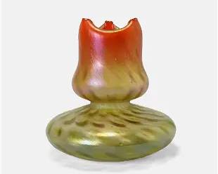 Rindskopf Pepita Bohemian Iridescent Art Glass Vase
