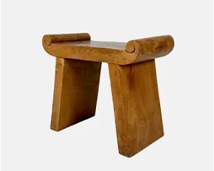 Fine and Heavy Contemporary Sculptural Teak Wood Stool
