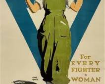 Original WWI 1917 "For Every Fighter a Woman Worker" YWCA Framed Poster
