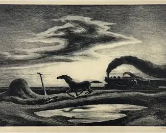 Thomas Hart Benton "The Race" 1942 Original Pencil Signed Lithograph
