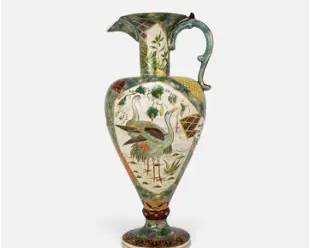 Ignac Fischer Antique Hungarian Art Pottery Ewer Pitcher
