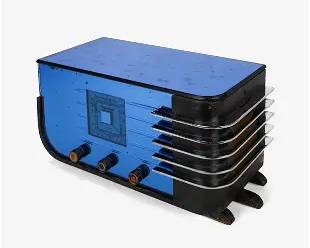 Original Machine Age Sparton Model 557 Blue Mirror "Sled" Radio
