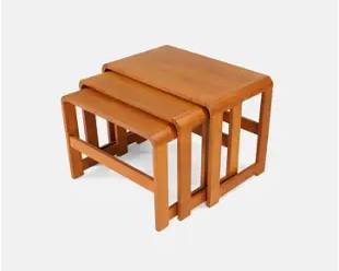 Three Sun Cabinet Mid-Century Modern Teak Nesting Tables
