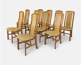 Ten Skovby Danish Modern Teak High Back Dining Chairs
