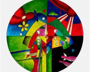 Vietnamese Contemporary Lacquer Ware Colorful Wall Charger
