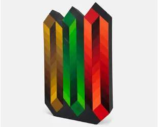 Signed Acrylic on Wood Vasarely Style Op Art Sculpture
