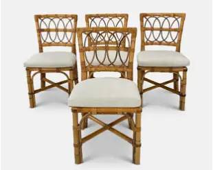 Four Bielecky Brothers Rattan Dining Chairs

