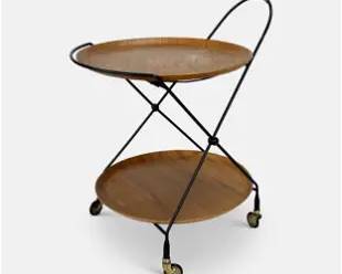 Ary Fanerprodukter Nybro Swedish Modern Teak 2-Tier Serving Trolley Tray
