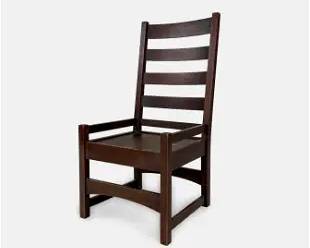 Gustav Stickley #2608 Arts and Crafts 1902 Mission Oak Ladder Back Side Chair
