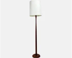 1960s Mid Century Modern Tapered Solid Teak Wood Floor Lamp
