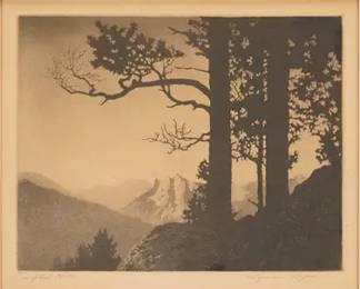 Lyman Byxbe TEMPLED HILLS Framed Etching
