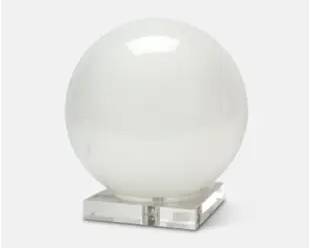 White Glass Sphere MCM Ball Lamp on Clear Lucite Stand
