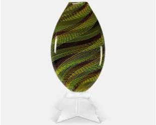 Murano Italian Mezza Filigrana Art Glass Vase
