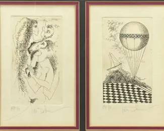 Four 1975 Artist Proof Etchings for Georgetown Graphics Exhibition
