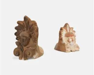 Pair of Etruscan Ceramic Decorative Antefixes - Mercury

