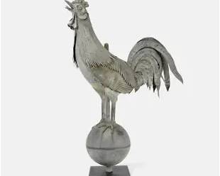 Contemporary Metal Weathervane Garden Rooster Sculpture
