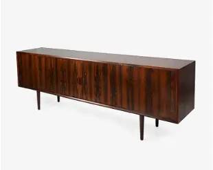 Svend Aage Larsen for Faarup Mobelfabrik Brazilian Rosewood Tambour Door Credenza
