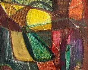 Artist Signed Abstract Mid Century Modern Composition
