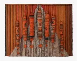 72" Artist Signed 1976 MCM Fiber Art Wall Hanging Textile Tapestry
