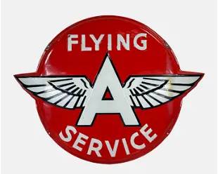 62" Flying A Service Enamel Porcelain Gas Station Advertising Sign
