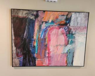 Wonderful large Original by Pat Cain - patcainart.com - My non-representational paintings come from within and are inspired by my life experiences, as well as the colors, shapes, and textures of the southwest. Following a 30 year career in public education my husband and I retired to a beautiful lake in northern Michigan where I was able to spend even more time in my studio. A move to Scottsdale Arizona in 2003 with it’s amazing light, has added a new dimension to my work and my life. Painting for me is a joyful place. I feel renewed each time I create something new and visually exciting.