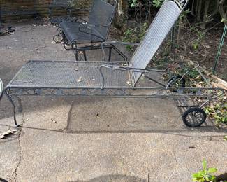 Vintage raw iron chaise lounge chair 