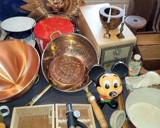 Antique and vintage copper, enamelware and other collectibles