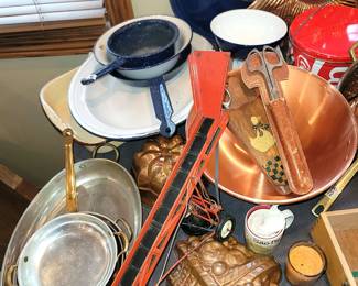 Antique and vintage copper, enamelware and other collectibles