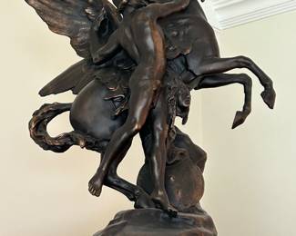 Perseus and Pegasus bronze by Emile Louis Picault